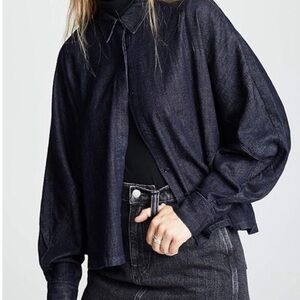 AG  Adriano Goldschmeid Acoustic Chambray Denim Button Up Shirt Indigo Blue S